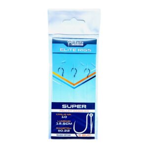 Carlige Legate iBaits Elite Rigs No.10 Barbless Quick-Stop 12,5cm Mono 0,22 mm (3 buc/plic)